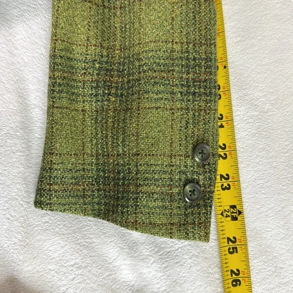 Vintage Hampton Heath Green Wool Plaid Blazer Jacket Size 44